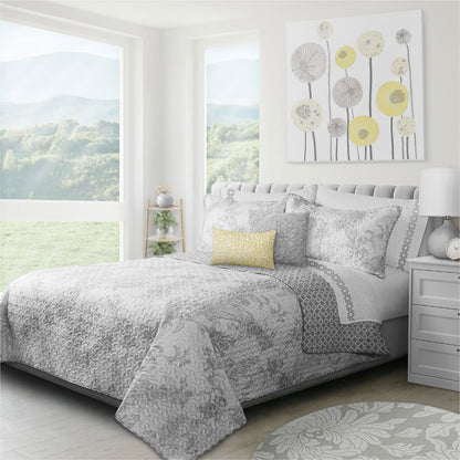 Quilt Bedding Set Woven 3 Piece Set Double/Queen Transitions Alloy - Www.Shopthatapp.com