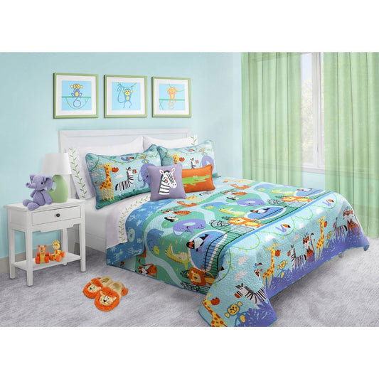 Quilt 3 Piece Set Double/Queen Zoo Land-Home decor-www.Shopthatapp.com-DecoElegance