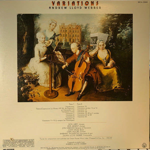 Andrew Lloyd Webber / Variations - LP USED - www.Shopthatapp.com