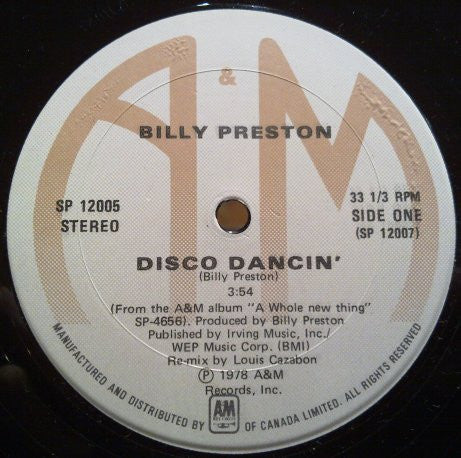 Billy Preston / Disco Dancin', Wide Stride (Instr.) - LP Used 12'' - www.Shopthatapp.com