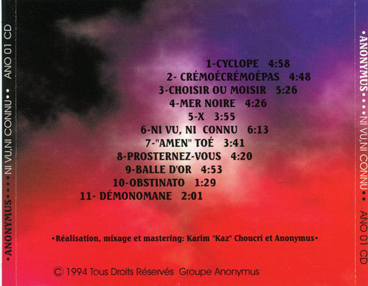 Anonymus / Ni Vu, Ni Connu - CD (Used)