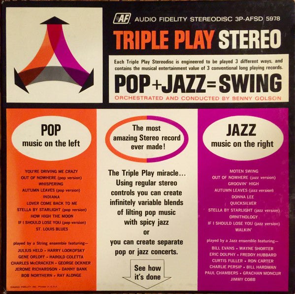 Benny Golson / Triple Play Stereo + Jazz = Swing - LP (used) - www.Shopthatapp.com