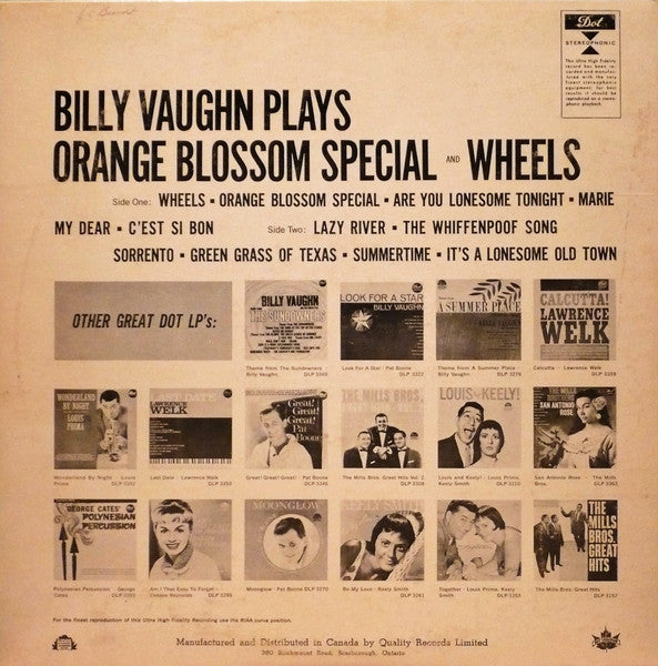 Billy Vaughn And His Orchestra / Orange Blossom Special And Wheels - LP USED - www.Shopthatapp.com