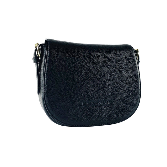 RB1002A | Sac à Tracolla en Vera Pelle Fabriqué en Italie avec Tracolla amovible en peau et attaches avec fibbie en métal Oro Lucido - Couleur Nero - Dimensions: cm 26 x 20 x 10