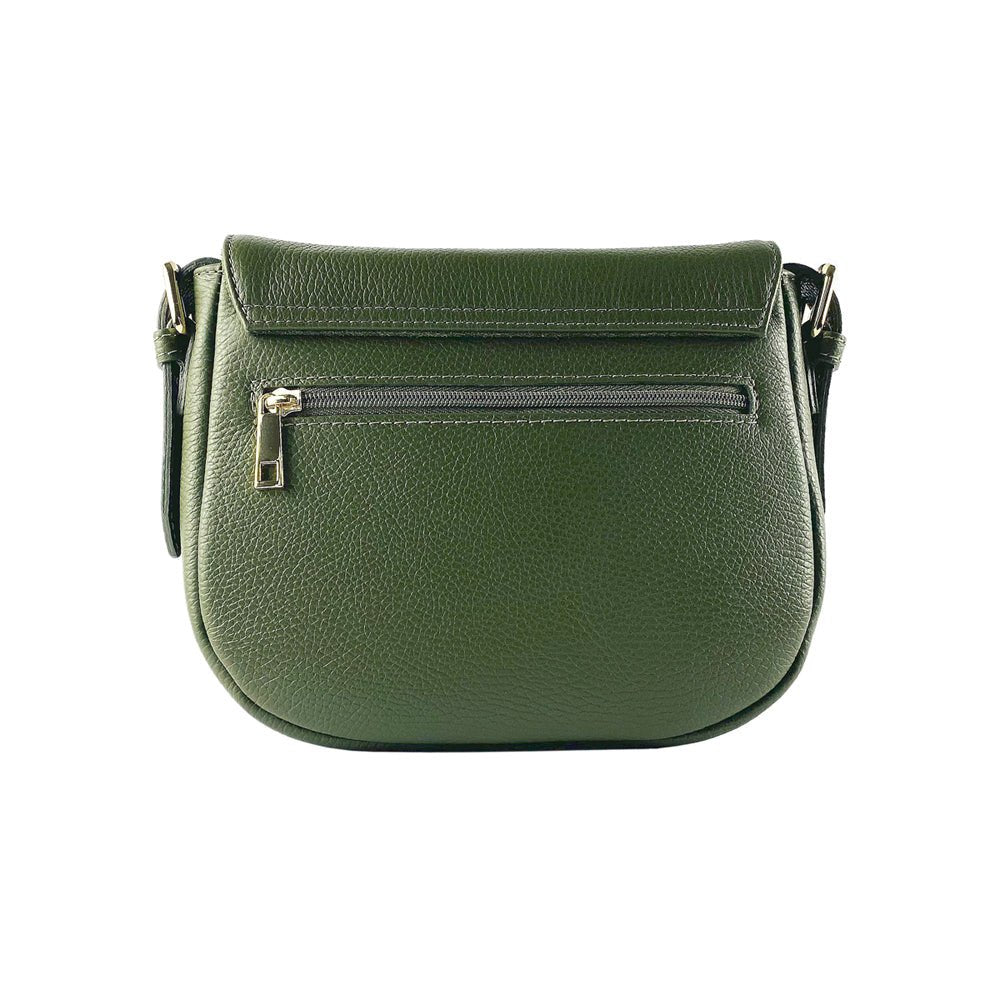 RB1002E | Borsa a Tracolla  in Vera Pelle Made in Italy con Tracolla removibile in pelle e attacchi con fibbie in metallo Oro Lucido - Colore Verde - Dimensioni: cm 26 x 20 x 10 - www.Shopthatapp.com