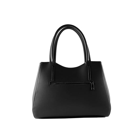 RB1004A | Borsa a Mano in Vera Pelle Made in Italy con Tracollina removibile e attacchi con moschettoni in metallo Canna di Fucile - Colore Nero - Dimensioni: cm 33 x 25 x 15 + Manici 13 cm - www.Shopthatapp.com