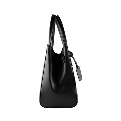 RB1004A | Borsa a Mano in Vera Pelle Made in Italy con Tracollina removibile e attacchi con moschettoni in metallo Canna di Fucile - Colore Nero - Dimensioni: cm 33 x 25 x 15 + Manici 13 cm - www.Shopthatapp.com