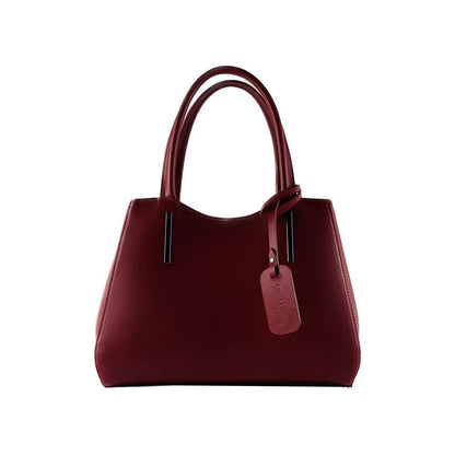 RB1004V | Bourse à main en Vera Pelle Made in Italy avec Tracollina amovible et attaches avec mousquetons en métal Canna di Fucile - Colore Rosso - Dimensions: cm 33 x 25 x 15 + Manici 13 cm