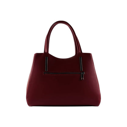 RB1004V | Bourse à main en Vera Pelle Made in Italy avec Tracollina amovible et attaches avec mousquetons en métal Canna di Fucile - Colore Rosso - Dimensions: cm 33 x 25 x 15 + Manici 13 cm