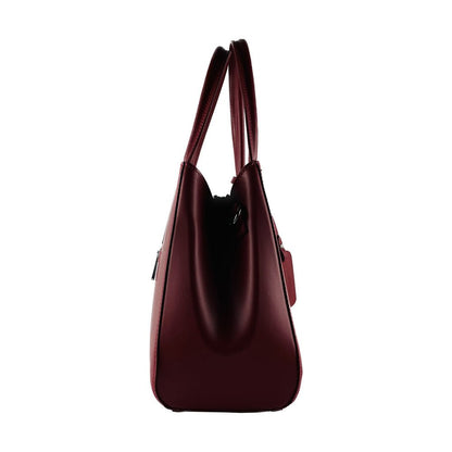 RB1004V | Bourse à main en Vera Pelle Made in Italy avec Tracollina amovible et attaches avec mousquetons en métal Canna di Fucile - Colore Rosso - Dimensions: cm 33 x 25 x 15 + Manici 13 cm