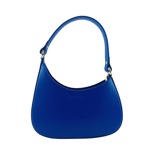RB1013CH | Borsa Donna a spalla e Tracolla removibili in Vera Pelle Made in Italy. Attacchi con moschettoni in metallo Oro Lucido - Colore Blu Royal - Dimensioni: cm 28 x 6 x 25 + 12 (manico) - www.Shopthatapp.com