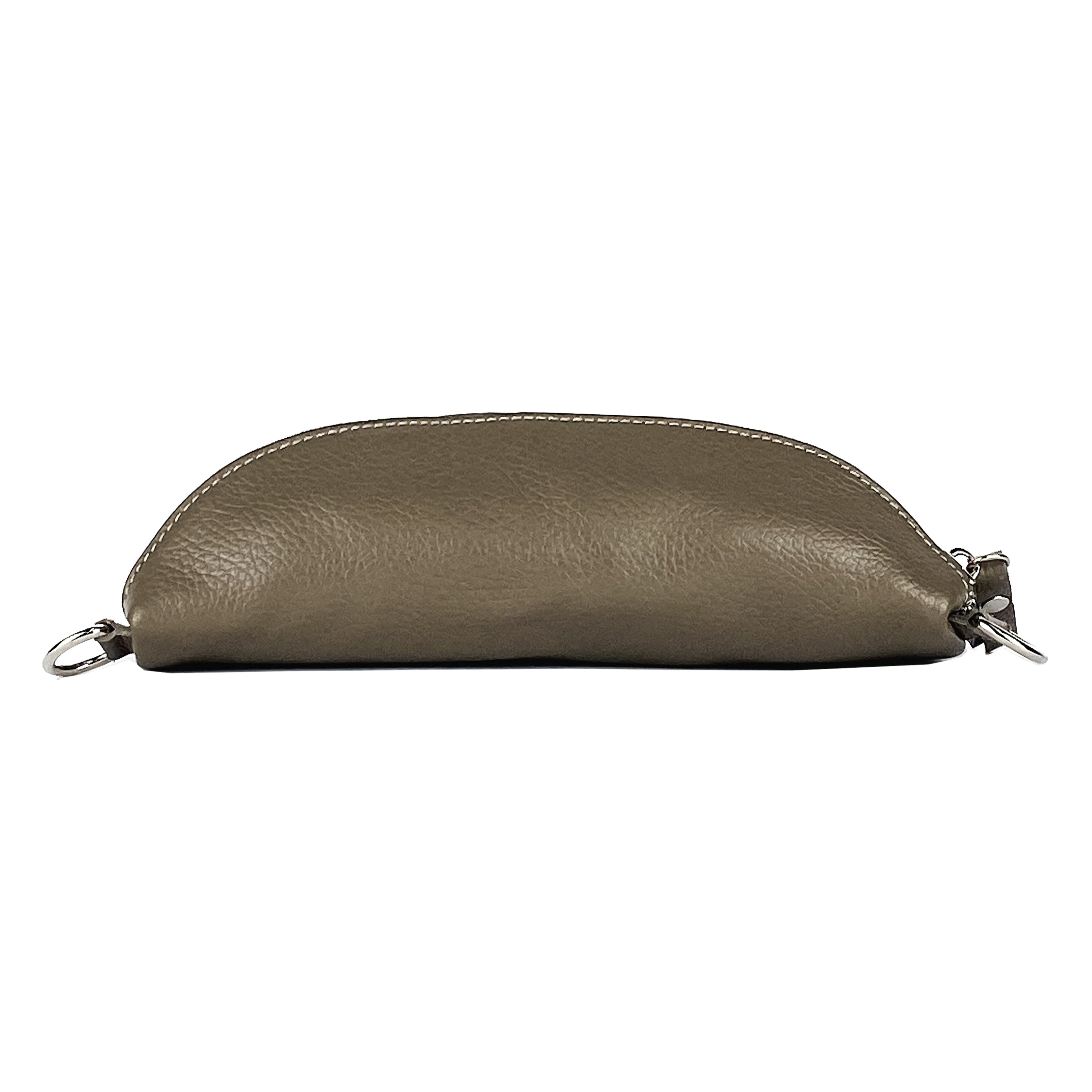 RB1015AQ | Marsupio con tracolla removibile in Vera Pelle Made in Italy. Attacchi con moschettoni in metallo Nickel Lucido - Colore Taupe - Dimensioni: 24 x 14 x 7 - www.Shopthatapp.com