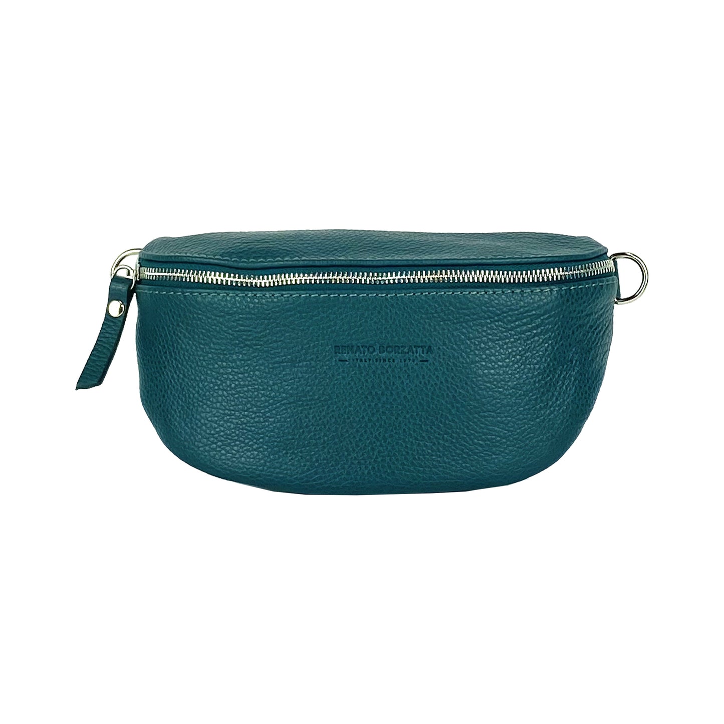 RB1015BZ | Marsupio con tracolla amovible en Vera Pelle Fabriqué en Italie. Attacchi con moschettoni in metallo Nickel Lucido - Colore Ottanio - Dimensioni: 24 x 14 x 7