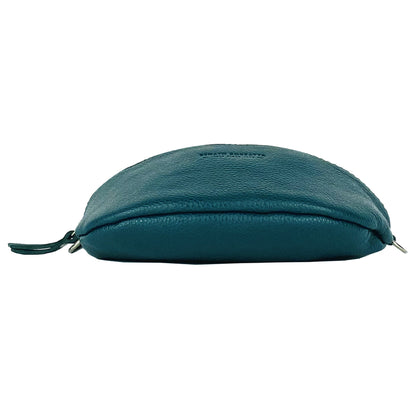 RB1015BZ | Marsupio con tracolla amovible en Vera Pelle Fabriqué en Italie. Attacchi con moschettoni in metallo Nickel Lucido - Colore Ottanio - Dimensioni: 24 x 14 x 7