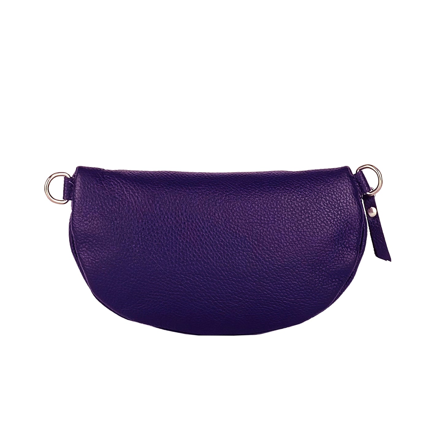 RB1015Y | Marsupio con tracolla amovible en Vera Pelle Fabriqué en Italie. Attacchi con moschettoni in metallo Nickel Lucido - Colore Viola - Dimensions: 24 x 14 x 7