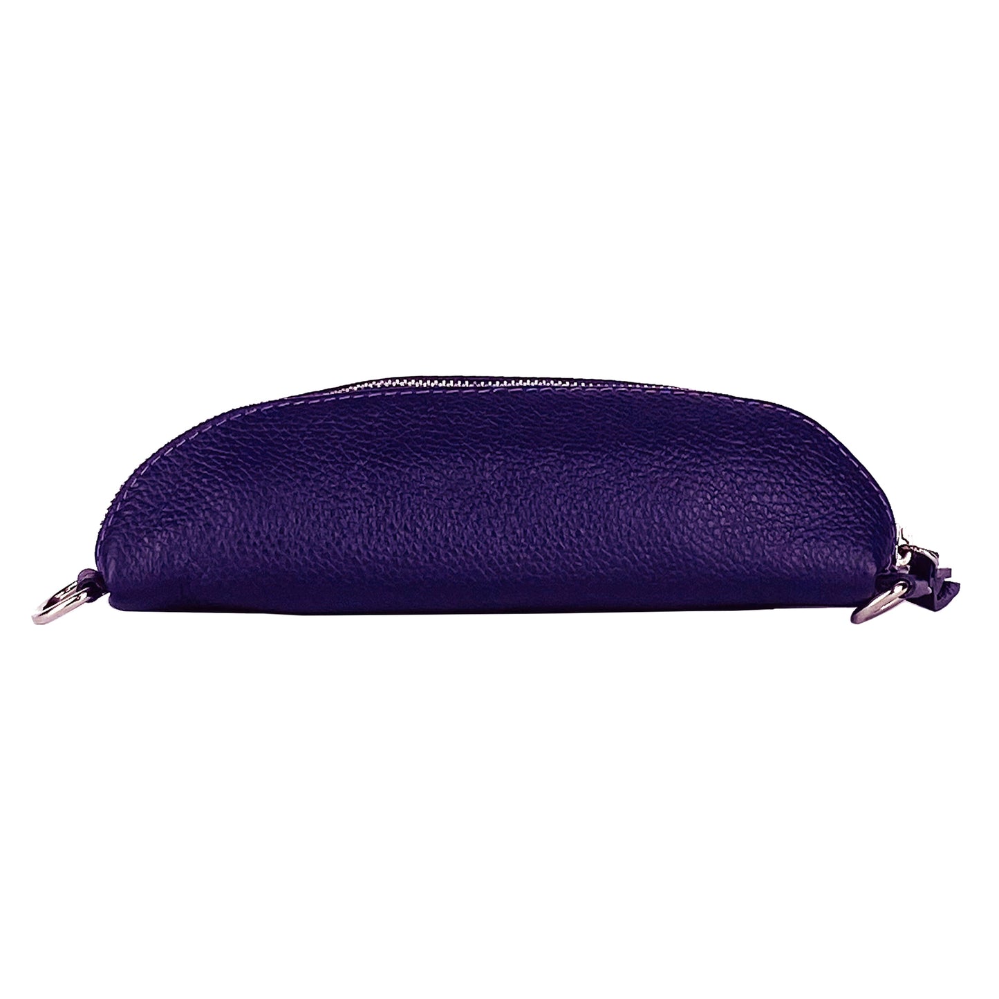 RB1015Y | Marsupio con tracolla amovible en Vera Pelle Fabriqué en Italie. Attacchi con moschettoni in metallo Nickel Lucido - Colore Viola - Dimensions: 24 x 14 x 7