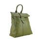 RB1021E | Zaino Donna Morbido in Vera Pelle Made in Italy con Spallacci regolabili. Chiusura lampo e Accessori in metallo Oro Lucido - Colore Verde - Dimensioni: cm 30 x 34 x 10,5