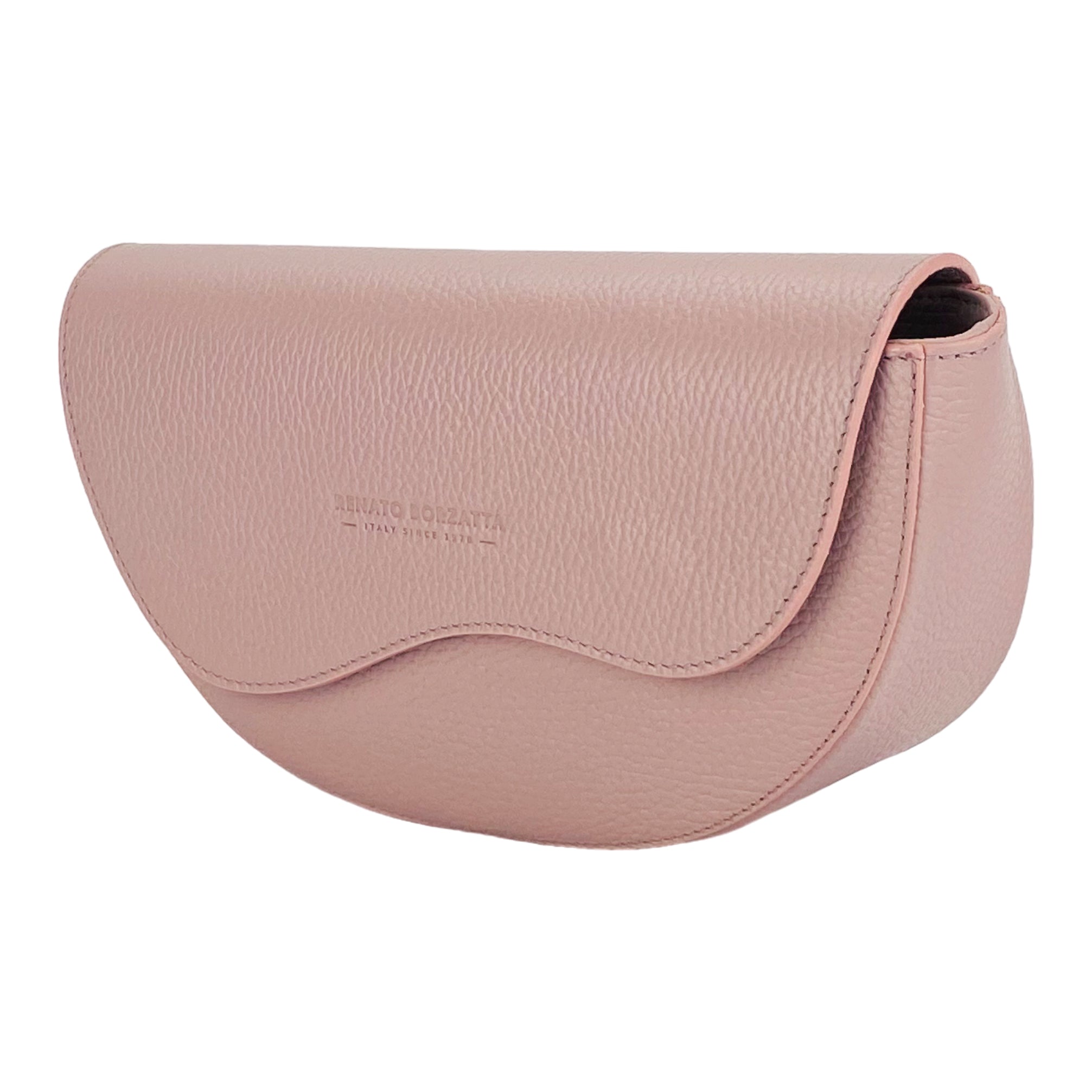 RB1027AZ  | Borsa Donna a Bandoliera stondata in Vera Pelle Made in Italy. Tracolla removibile e regolabile in pelle. Accessori Nickel Lucido - Colore Rosa Antico - Dimensioni: cm 25 x 15 x 9 - www.Shopthatapp.com