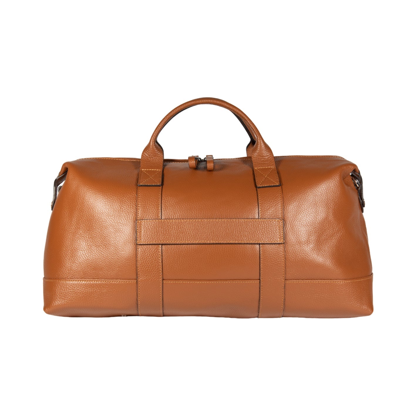 RB1029S | Borsone da Viaggio in Vera Pelle Made in Italy con Tracolla regolabile e removibile. Chiusura con lampo e Accessori in metallo Nickel Lucido - Colore Cognac - Dimensioni: cm 57 x 26 x 24 - www.Shopthatapp.com