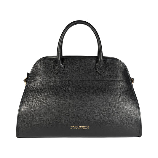 RB1032A | Borsa a Mano Donna FRIDA en Vera Pelle Fabriqué en Italie. Accessoires en métal Oro Lucido - Colore Nero - Dimensions: cm 43 x 29 x 24 + 12 (Luce manici)