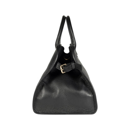 RB1032A | Borsa a Mano Donna FRIDA in Vera Pelle Made in Italy. Accessori in metallo Oro Lucido - Colore Nero - Dimensioni: cm 43 x 29 x 24 + 12 (Luce manici)