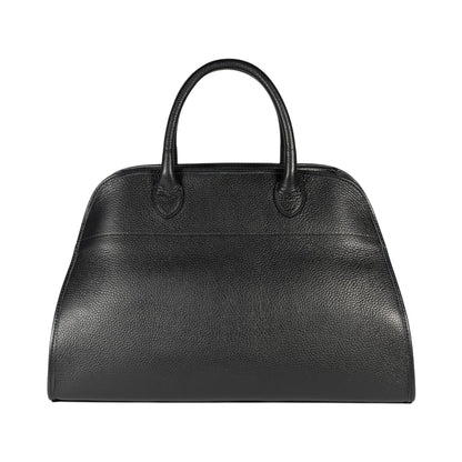 RB1032A | Borsa a Mano Donna FRIDA in Vera Pelle Made in Italy. Accessori in metallo Oro Lucido - Colore Nero - Dimensioni: cm 43 x 29 x 24 + 12 (Luce manici)