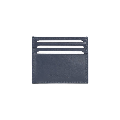 RB12016D | Porta Carte di Credito in Vera Pelle pieno fiore, con leggera grana. Colore Blu. Protezione RFID. Dimensioni: cm 10 x 8 x 0,5. Confezione: Scatola regalo fondo/coperchio - www.Shopthatapp.com