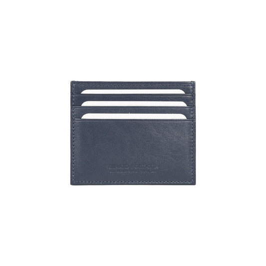 RB12016D | Porta Carte di Credito in Vera Pelle pieno fiore, con leggera grana. Colore Blu. Protezione RFID. Dimensioni: cm 10 x 8 x 0,5. Confezione: Scatola regalo fondo/coperchio - www.Shopthatapp.com