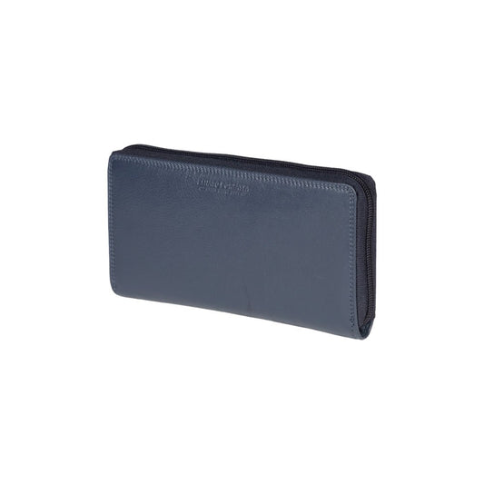 RB12080D | Portafogli Donna in Vera Pelle pieno fiore, con leggera grana. Colore Blu. Protezione RFID. Dimensioni: cm 20 x 10 x 2,5. Confezione: Scatola regalo fondo/coperchio - www.Shopthatapp.com