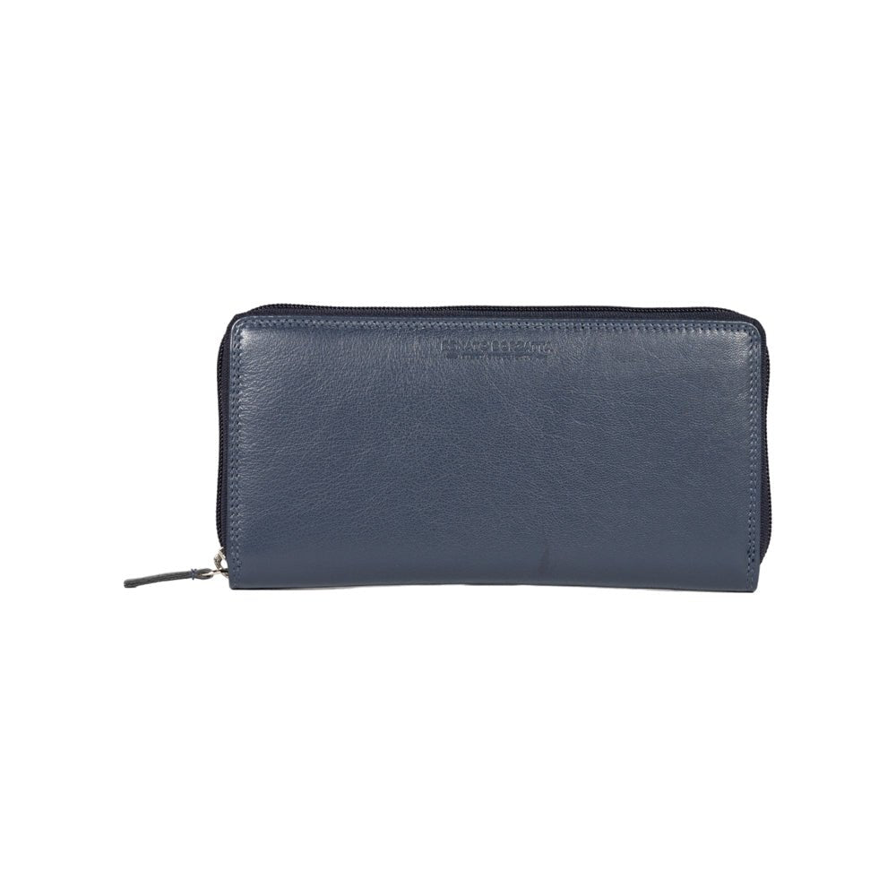 RB12080D | Portafogli Donna in Vera Pelle pieno fiore, con leggera grana. Colore Blu. Protezione RFID. Dimensioni: cm 20 x 10 x 2,5. Confezione: Scatola regalo fondo/coperchio - www.Shopthatapp.com