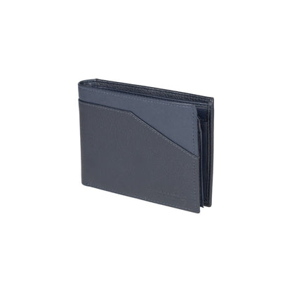 RB12104D | Portafogli Uomo in Vera Pelle pieno fiore, grana dollaro/leggera. Colore Blu. Protezione RFID. Dimensioni da chiuso: cm 12,5 x 9,5 x 2. Confezione: Scatola regalo fondo/coperchio - www.Shopthatapp.com