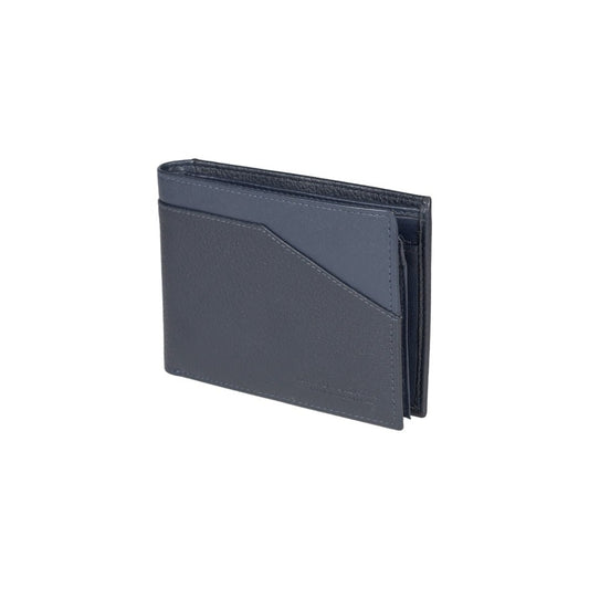 RB12104D | Portafogli Uomo in Vera Pelle pieno fiore, grana dollaro/leggera. Colore Blu. Protezione RFID. Dimensioni da chiuso: cm 12,5 x 9,5 x 2. Confezione: Scatola regalo fondo/coperchio - www.Shopthatapp.com