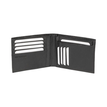 RB12106A | Portafogli Uomo in Vera Pelle pieno fiore, grana dollaro/leggera. Couleur Noir. Protection RFID. Dimensioni da chiuso: cm 12,5 x 9,5 x 2. Confezione: Scatola regalo fondo/coperchio