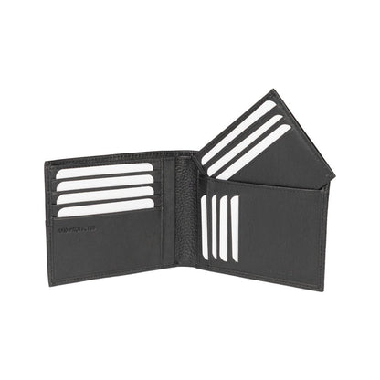 RB12106A | Portafogli Uomo in Vera Pelle pieno fiore, grana dollaro/leggera. Couleur Noir. Protection RFID. Dimensioni da chiuso: cm 12,5 x 9,5 x 2. Confezione: Scatola regalo fondo/coperchio