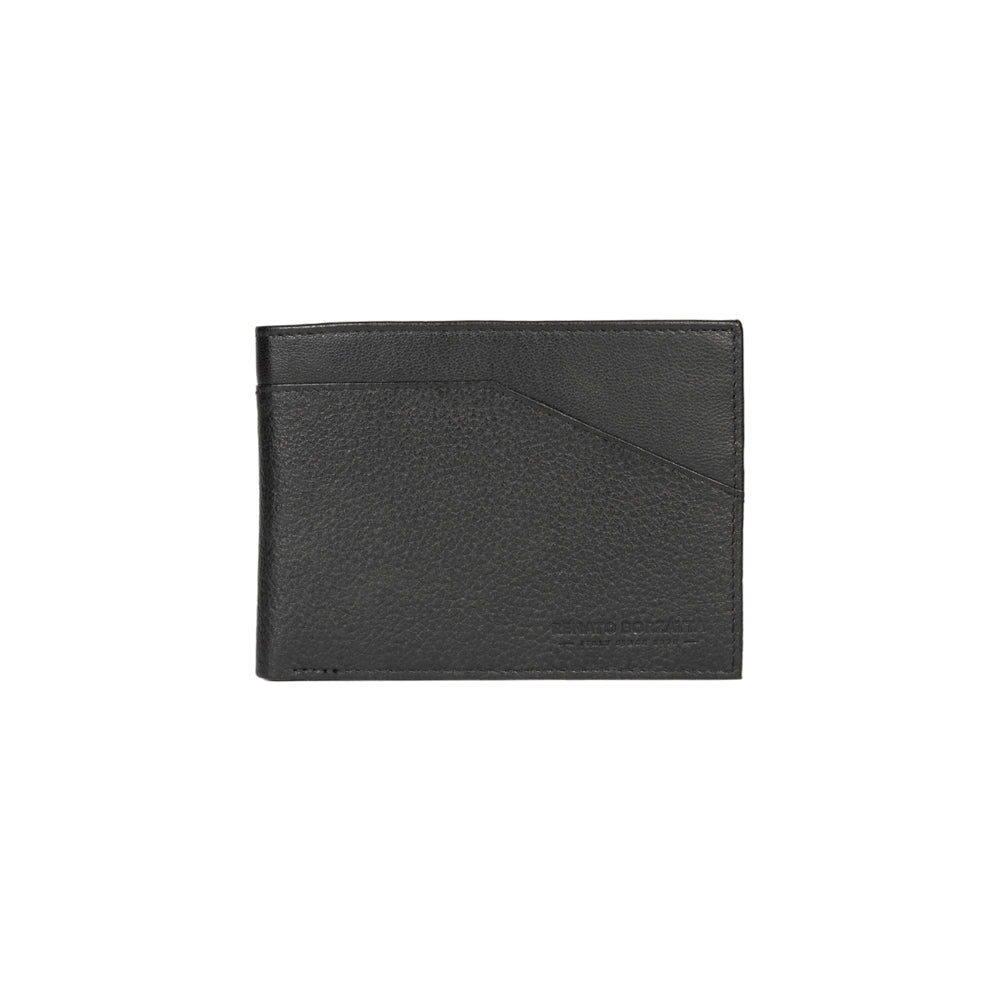 RB12106A | Portafogli Uomo in Vera Pelle pieno fiore, grana dollaro/leggera. Colore Nero. Protezione RFID. Dimensioni da chiuso: cm 12,5 x 9,5 x 2. Confezione: Scatola regalo fondo/coperchio - www.Shopthatapp.com