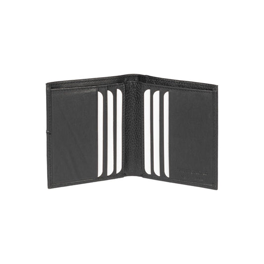 RB12113A | Portafogli Verticale in Vera Pelle pieno fiore, grana dollaro/leggera. Colore Nero. Protezione RFID. Dimensioni da chiuso: cm 9,5 x 10 x 1. Confezione: Scatola regalo fondo/coperchio - www.Shopthatapp.com