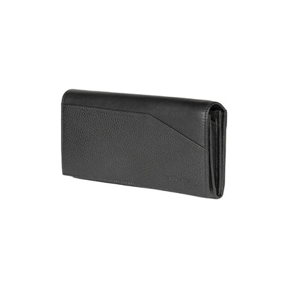 RB12129A | Portafogli Donna in Vera Pelle pieno fiore, grana dollaro/leggera. Colore Nero. Protezione RFID. Dimensioni da chiuso: cm 18,5 x 10 x 3. Confezione: Scatola regalo fondo/coperchio - www.Shopthatapp.com