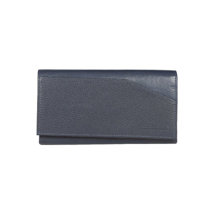 RB12129D | Portafogli Donna en Vera Pelle pieno fiore, grana dollaro/leggera. Couleur Bleu. Protection RFID. Dimensioni da chiuso: cm 18,5 x 10 x 3. Confezione: Scatola regalo fondo/coperchio 