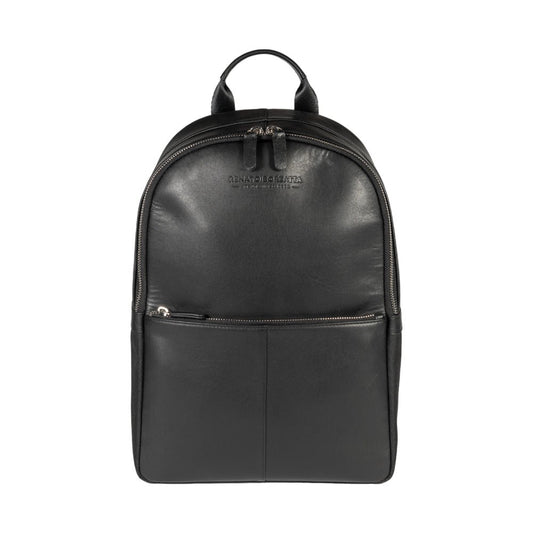 RB2001A | Zaino Porta Netbook/Tablet in Nylon/Vera Pelle, con leggera grana. Chiusura con lampo e spallacci regolabili - Colore Nero - Dimensioni: cm 27 x 38 x 14. Confezione: Sacchetto Tessuto non Tessuto - www.Shopthatapp.com