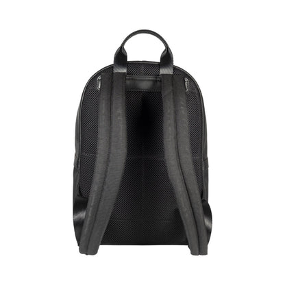 RB2001A | Zaino Porta Netbook/Tablet en Nylon/Vera Pelle, avec leggera grana. Chiusura con lampo e spallacci regolabili - Colore Nero - Dimensions: cm 27 x 38 x 14. Confezione: Sacchetto Tessuto non Tessuto