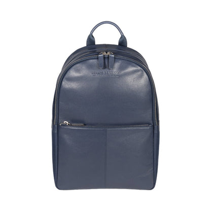 RB2001D | Zaino Porta Netbook/Tablet in Nylon/Vera Pelle, con leggera grana. Chiusura con lampo e spallacci regolabili - Colore Blu - Dimensioni: cm 27 x 38 x 14. Confezione: Sacchetto Tessuto non Tessuto