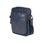 RB2002D | Bourse à Tracolla en Nylon/Vera Pelle, avec leggera grana. Chiusura con lampo e tracolla regolabile - Colore Blu - Dimensions: cm 15,5 x 21 x 7. Confezione: Sacchetto in Tessuto non Tessuto