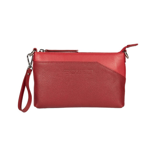 RB2003V | Borsa a Tracolla/Polso in Vera Pelle pieno fiore, grana dollaro/leggera. Tracolla e maniglia removibili. Colore Rosso. Dimensioni: cm 22 x 14 x 2,5. Confezione: Sacchetto in Tessuto non Tessuto - www.Shopthatapp.com