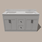 60-Inch Double Sink Shaker Bathroom Vanity — White or Gray | Plywood Cabinet, Solid-Wood Doors, Soft-Close 3-Way Clip-On Hinges | Center Drawers - www.Shopthatapp.com