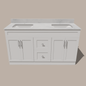 60-Inch Double Sink Shaker Bathroom Vanity — White or Gray | Plywood Cabinet, Solid-Wood Doors, Soft-Close 3-Way Clip-On Hinges | Center Drawers - www.Shopthatapp.com