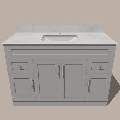 48-Inch Shaker Bathroom Vanity — White or Gray | Plywood Cabinet, Solid-Wood Doors, Soft-Close 3-Way Clip-On Hinges - www.Shopthatapp.com
