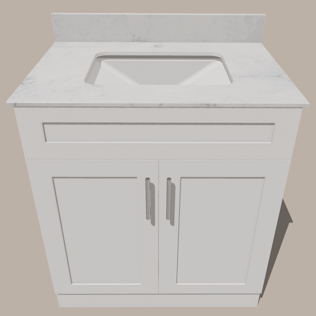30-Inch Shaker Bathroom Vanity — White or Gray | Plywood Cabinet, Solid-Wood Doors, Soft-Close 3-Way Clip-On Hinges, Natural Wood Interior - www.Shopthatapp.com