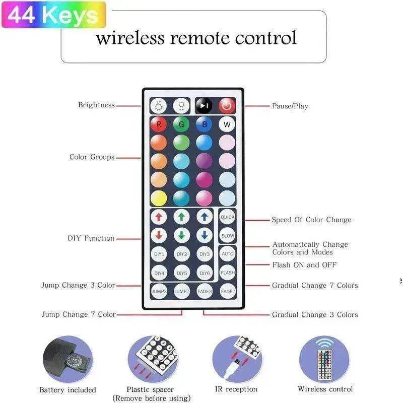 RGB 5050 LED Light Strip Color changing LED Strip Light with Remote Controller 20 meters Long 44keys Controller - www.Shopthatapp.com