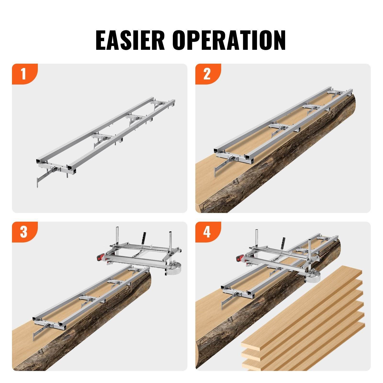 Rail Mill Guide System, 9 Ft Milling Guide, 4 Crossbar Kits Chainsaw Mill Rail Guide, Aluminum Adjustable Saw Mill Rail System Work With Chainsaw Mills For Builders And Woodworkers - www.Shopthatapp.com #