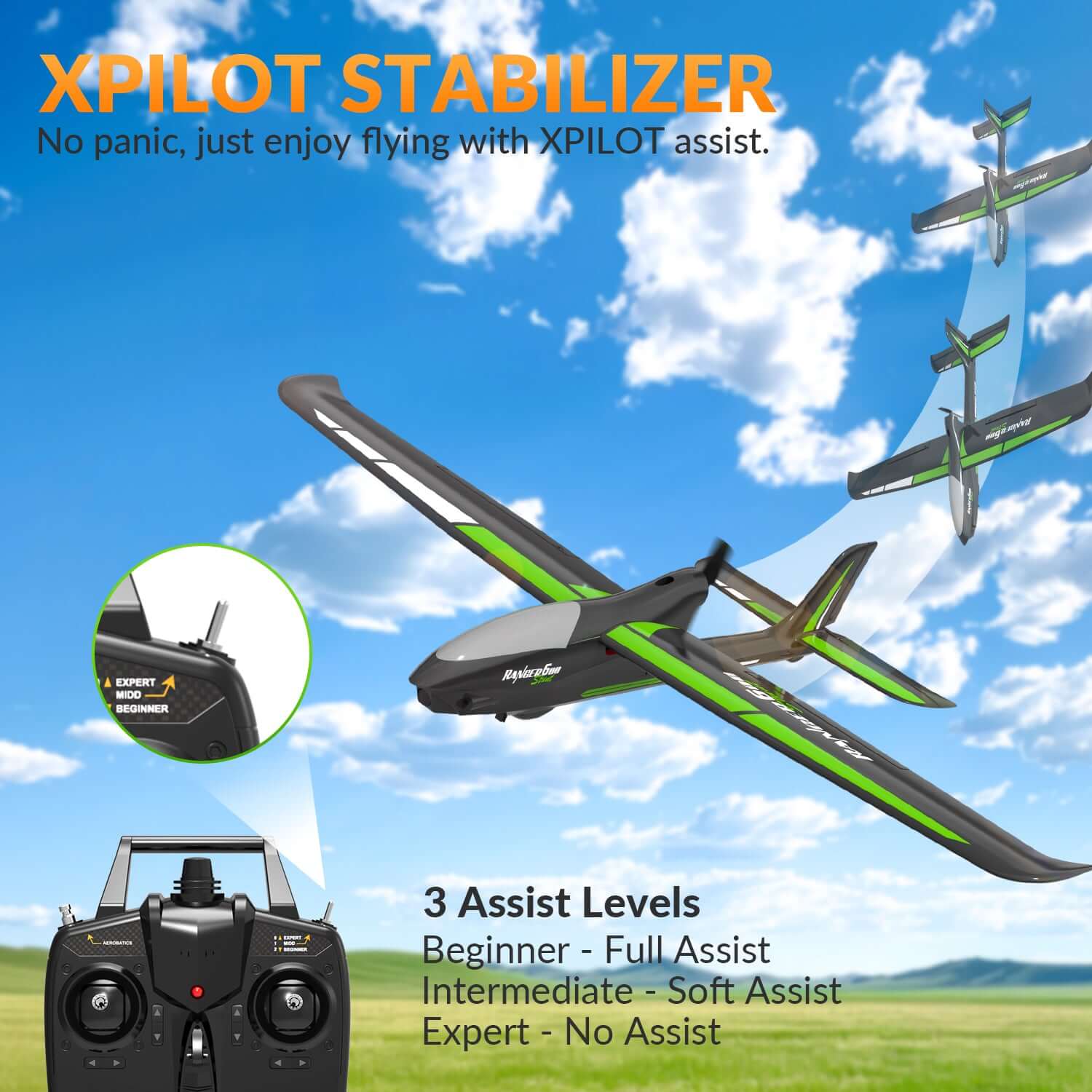 Ranger 600 RC Airplane - 4-Channel, 40 Min Flight, Dual Batteries, Beginner Friendly - www.Shopthatapp.com #